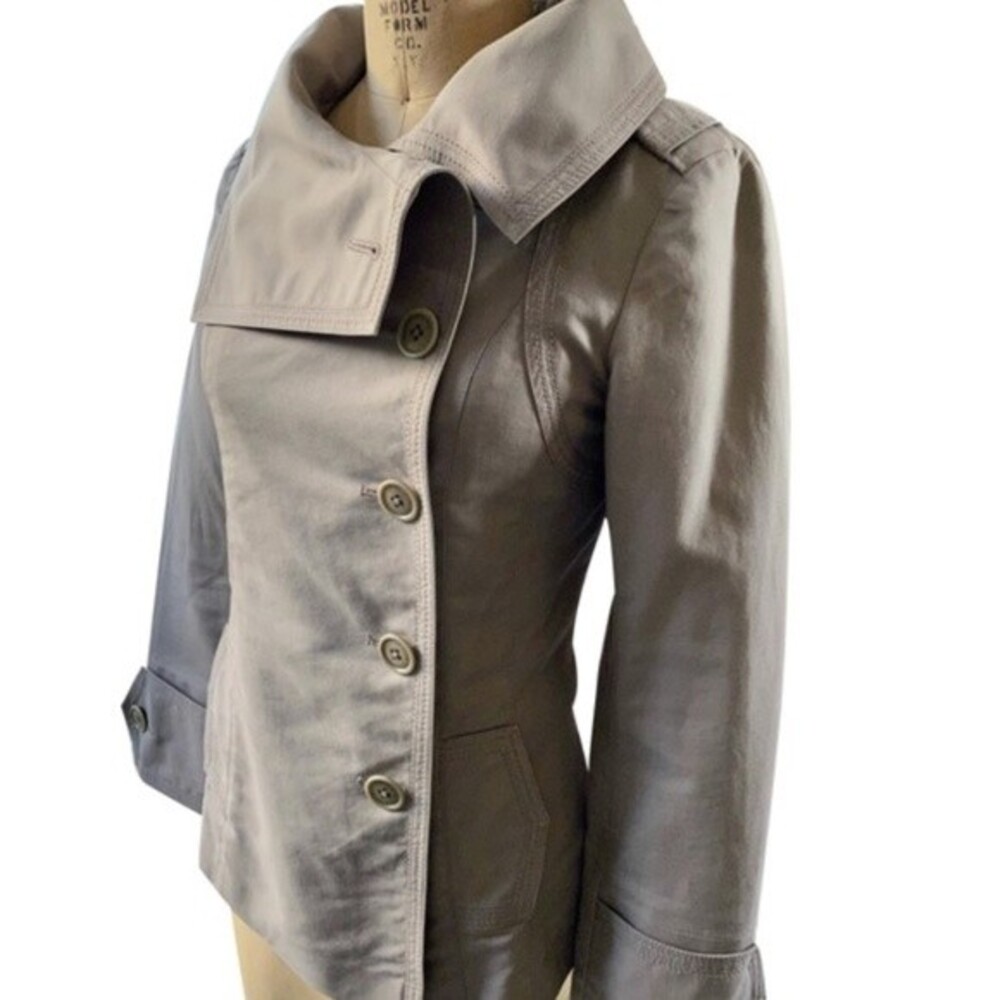 Ted Baker Teds Voyage Shawl Collar Tan Moto Short Trench Coat TB SZ 1 US SZ 0-2